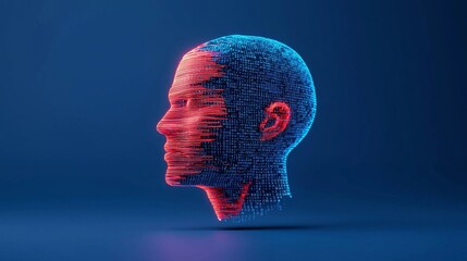 Obraz premium AI and Cyber Security Represented by a Digital Human Face, Known as a Data Portrait