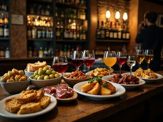 Fototapeta premium On-site tapas at a tapas bar.