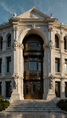 Obraz premium Opulent home with a marble facade and grand architecture.