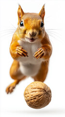 Fototapeta premium Adorable Squirrels with Nuts in Playful and Festive Scenes