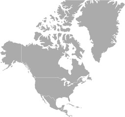 Obraz premium North America MAP in Grey, Country Border, North America Map, Border line of North America, Geographic Map