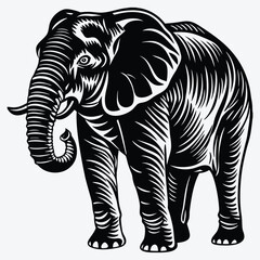 Elephant Silhouette White background illustration Generative Ai