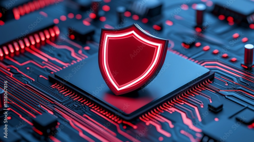 Poster a state-of-the-art digital data network with a smartphone interface displaying a cybersecurity lock 
