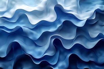 Obraz premium Abstract blue waves creating a fluid, textured visual effect.