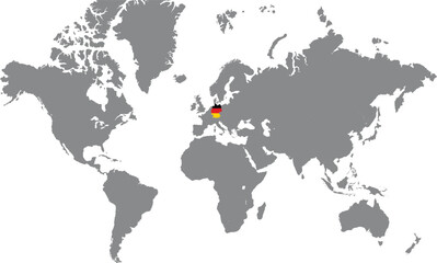 Obraz premium Germany in World Map, World Map, Geographic Map, Germany map, Germany Border line, Asia, Africa, Europe, North America, South America, Australia Oceania