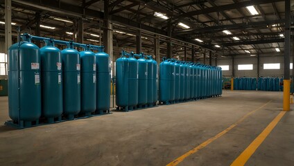Obraz premium Oxygen cylinder storage warehouse.