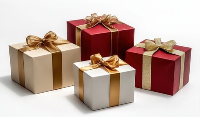 Obraz premium festive Christmas gifts, presents boxes in a row 3d 