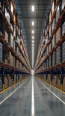 Towering warehouse shelves filled with boxes evoke industrial orderliness Vertical Mobile Wallpaper