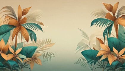 Background wallpaper illustration design of beautiful tropical themes decor with copy space