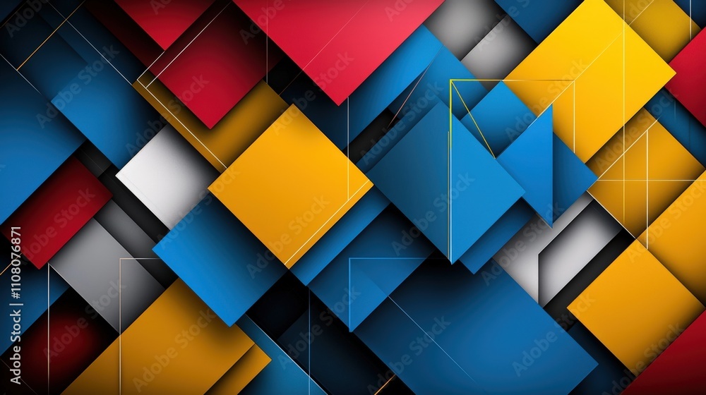 Poster dynamic geometric abstract art modern gallery digital design vivid colors close-up creative expressi