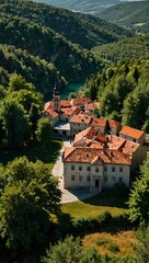Obraz premium Panoramic view of Bilogora, Croatia from above.