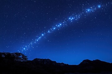 Fototapeta premium Night Sky Mountains Starry Constellations Above