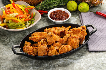 Golden crispy Breaded calamari snack