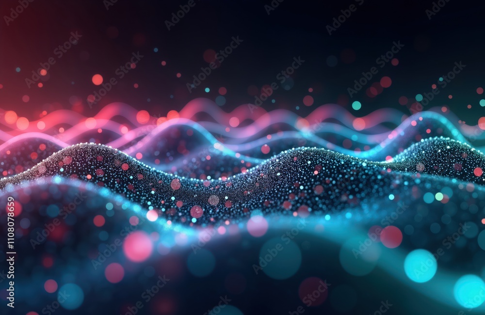 Aufkleber abstract futuristic backdrop features glowing neon wave lines. dynamic pink, blue light streams flow