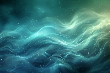 Abstract flowing waves with a soft gradient and sparkling particles.