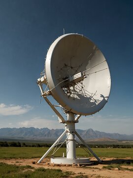 Parabolic satellite antenna in a remote area.