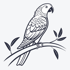Obraz premium African Grey Parrot vector White background illustration Generative Ai