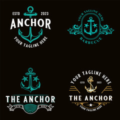 Fototapeta premium anchor logo set. anchor icon for marine company design 