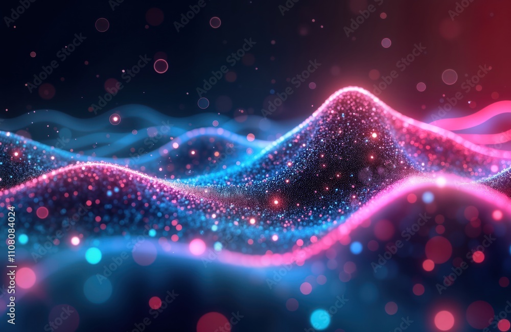 Aufkleber futuristic abstract background. pink, blue glowing neon lines, data transfer wave. dynamic high spee