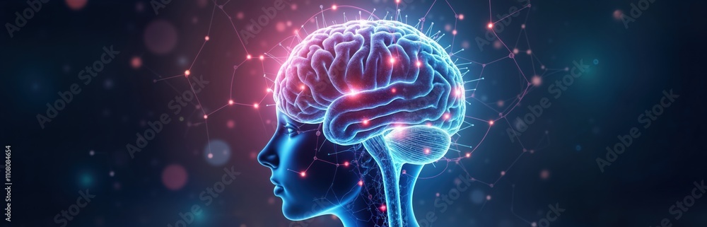 Aufkleber advanced ai brain concept shows intelligent human figure. neural network connections glow. blue tech