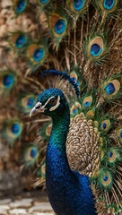 Obraz premium Peacock in Bodrum Castle, Turkey.