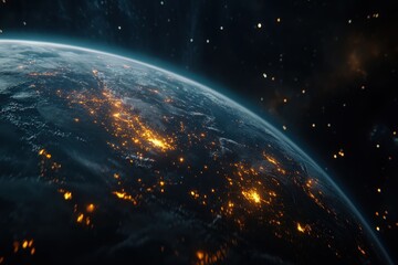 Obraz premium Earth at Night City Lights From Space