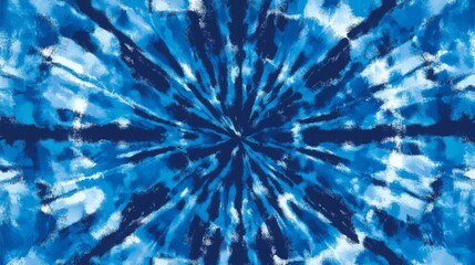 Fototapeta premium Blue striped tie-dye shirt design. A seamless vector repeat for backgrounds, banners, and batik art. 