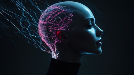Obraz premium Futuristische menschliche darstellung mit neuronalen verbindungen