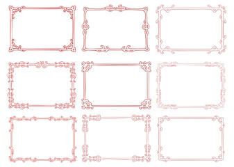 Classic rectangular frames in vector, red tones with the possibility of changing colors and also without background png