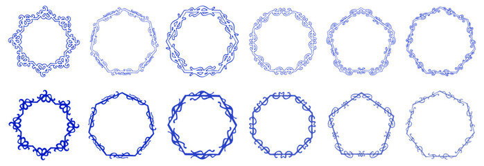 Classic round frames in vector, dark blue tones with the possibility of changing colors and also without background png