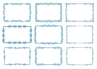 Classic rectangular frames in vector, light blue tones with the possibility of changing colors and also without background png
