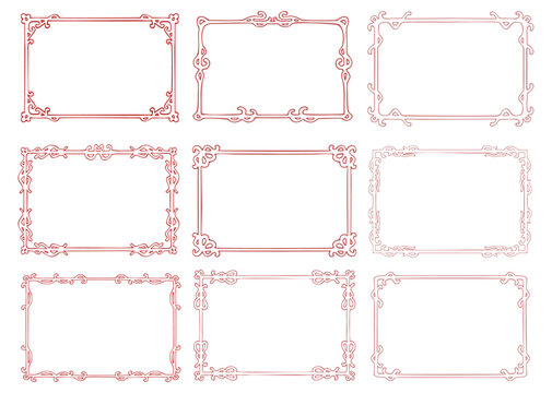 Classic rectangular frames in vector, red tones with the possibility of changing colors and also without background png