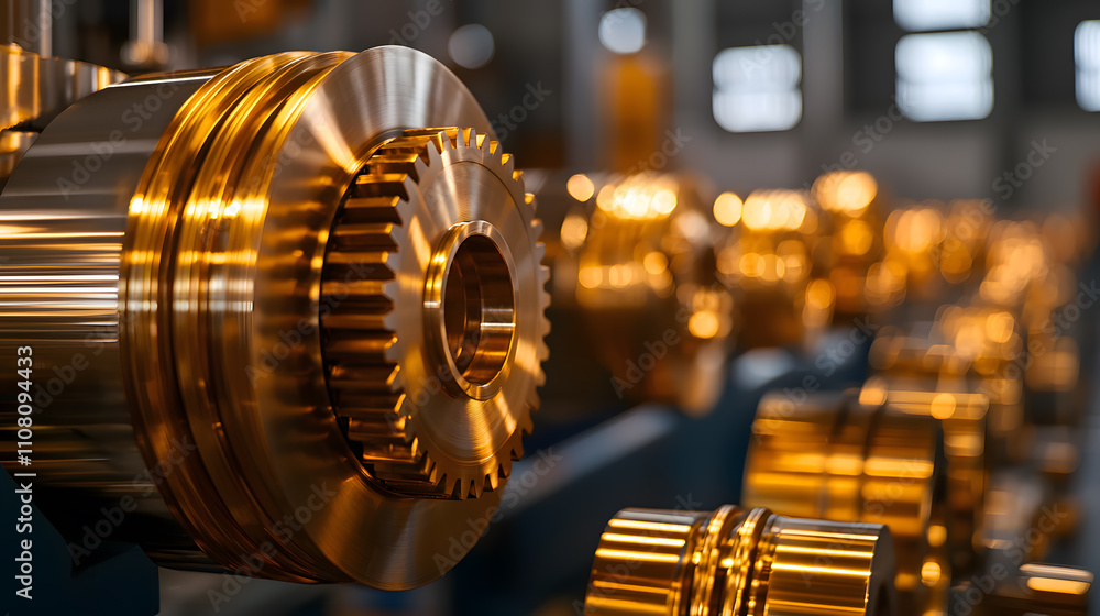 Poster gears and cogs in a machine - close-up view of intricate mechanical components working together in m