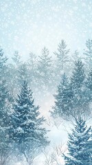 Minimalist Winter Forest Scene with Snow Covered Trees Snow Covered Forests and Trees ,Winter seasson, Happy New Year, Happy christmass