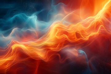 Fototapeta premium Abstract waves of vibrant colors creating a dynamic visual effect.