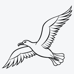 Obraz premium Albatross line art White background illustration Generative Ai