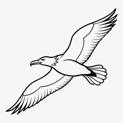 Obraz premium Albatross line art White background illustration Generative Ai