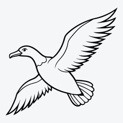 Obraz premium Albatross line art White background illustration Generative Ai