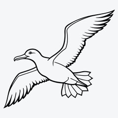 Obraz premium Albatross line art White background illustration Generative Ai