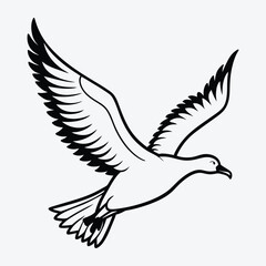 Fototapeta premium Albatross line art White background illustration Generative Ai
