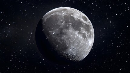 A Stunning View of the Crescent Moon Illuminated Against a Starry Night Sky Capturing the Beauty and Mystery of Celestial Bodies and Cosmic Wonders