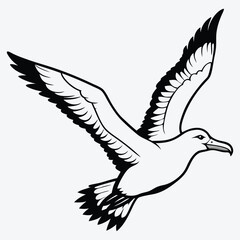 Fototapeta premium Albatross line art White background illustration Generative Ai