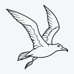 Obraz premium Albatross line art White background illustration Generative Ai