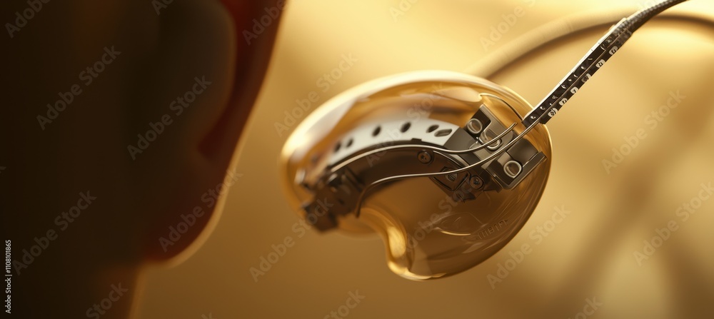 Poster advanced cochlear implant technology on display with external processor design emphasized