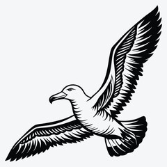 Obraz premium Albatross Silhouette White background illustration Generative Ai