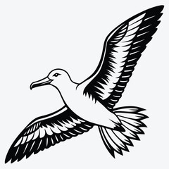 Obraz premium Albatross Silhouette White background illustration Generative Ai