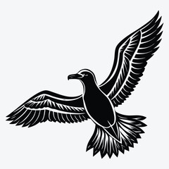 Obraz premium Albatross Silhouette White background illustration Generative Ai