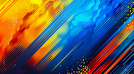 Fototapeta premium Abstract Colored Background with Diagonal Lines Dots Blue Orange: Background with diagonal lines and dots in blue and orange.