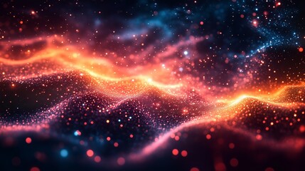 Fototapeta premium Futuristic computer network concept with dynamic glowing particles