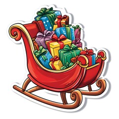 A Classic Red Sleigh Overflowing with Presents, Festive and Magical